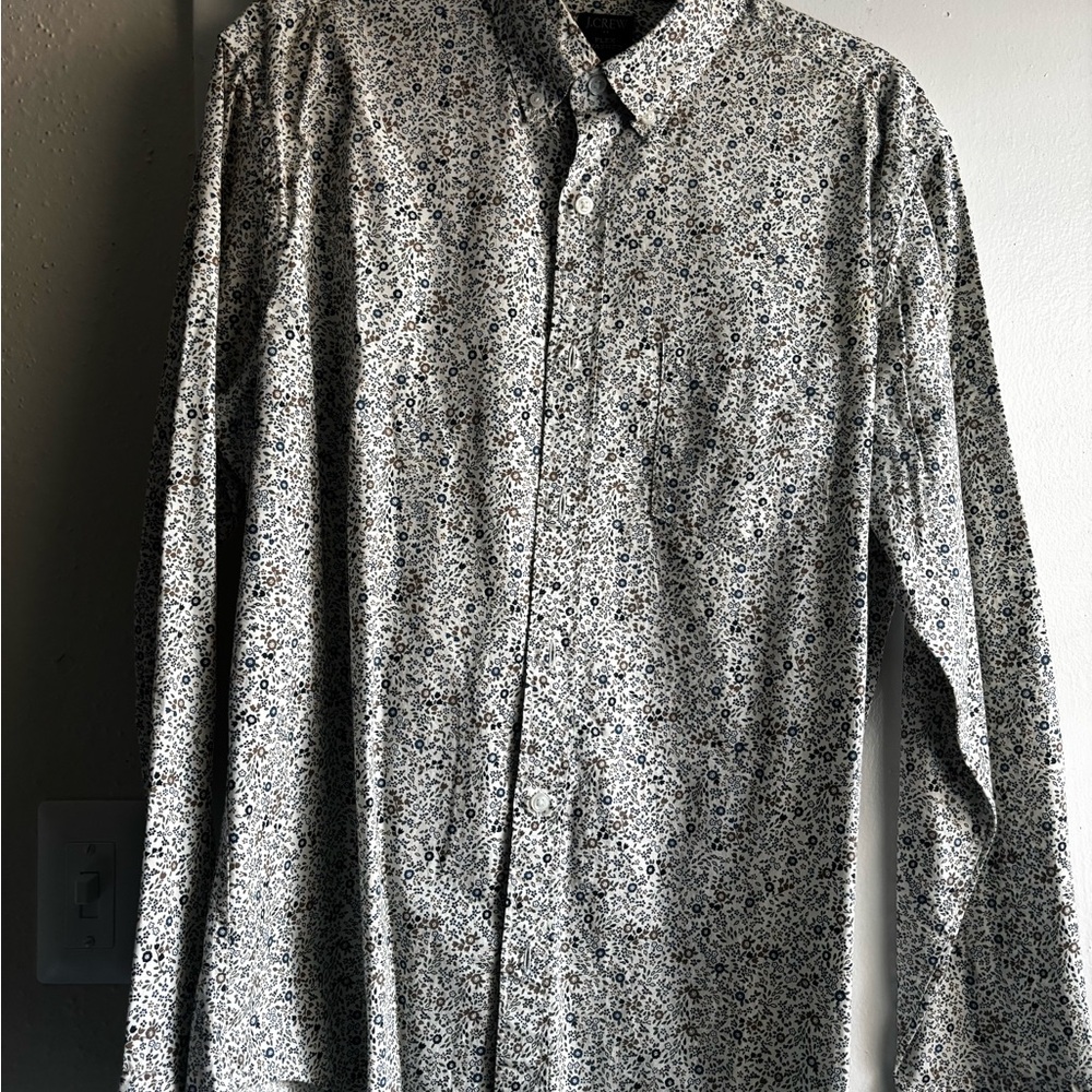 J. Crew Black and White Floral Button Down Shirt